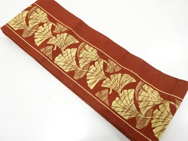 銀杏模様織り出し　半幅帯